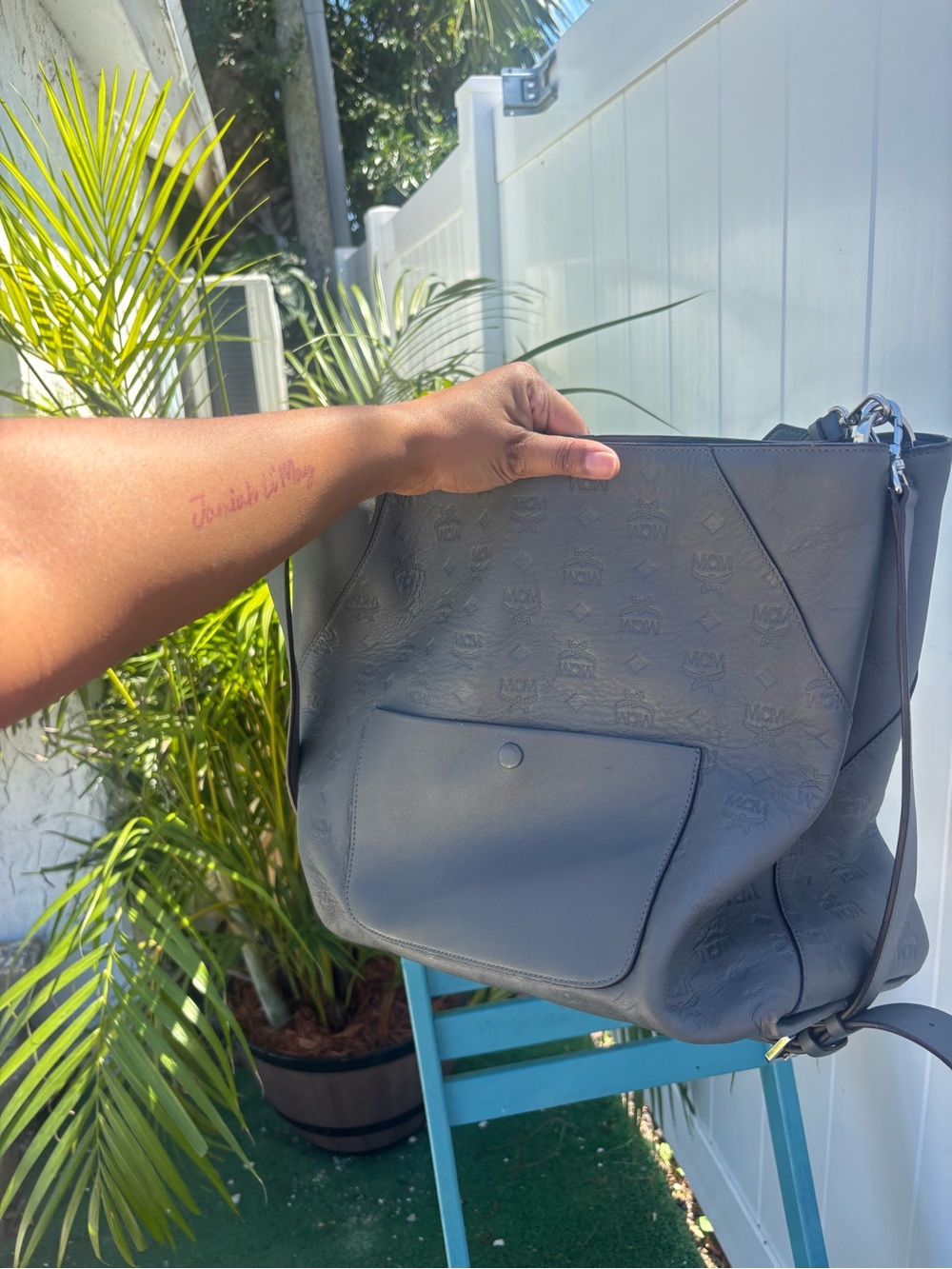 MCM - Authentic -Women's Gray Crossbody Shoulder Bag